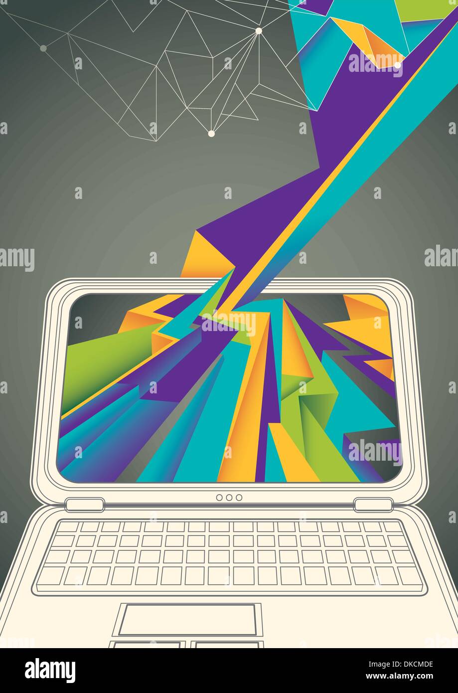 Technology poster with laptop Stock Vector