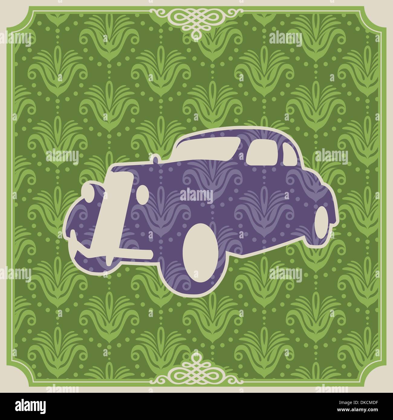 Vintage background with car silhouette Stock Vector