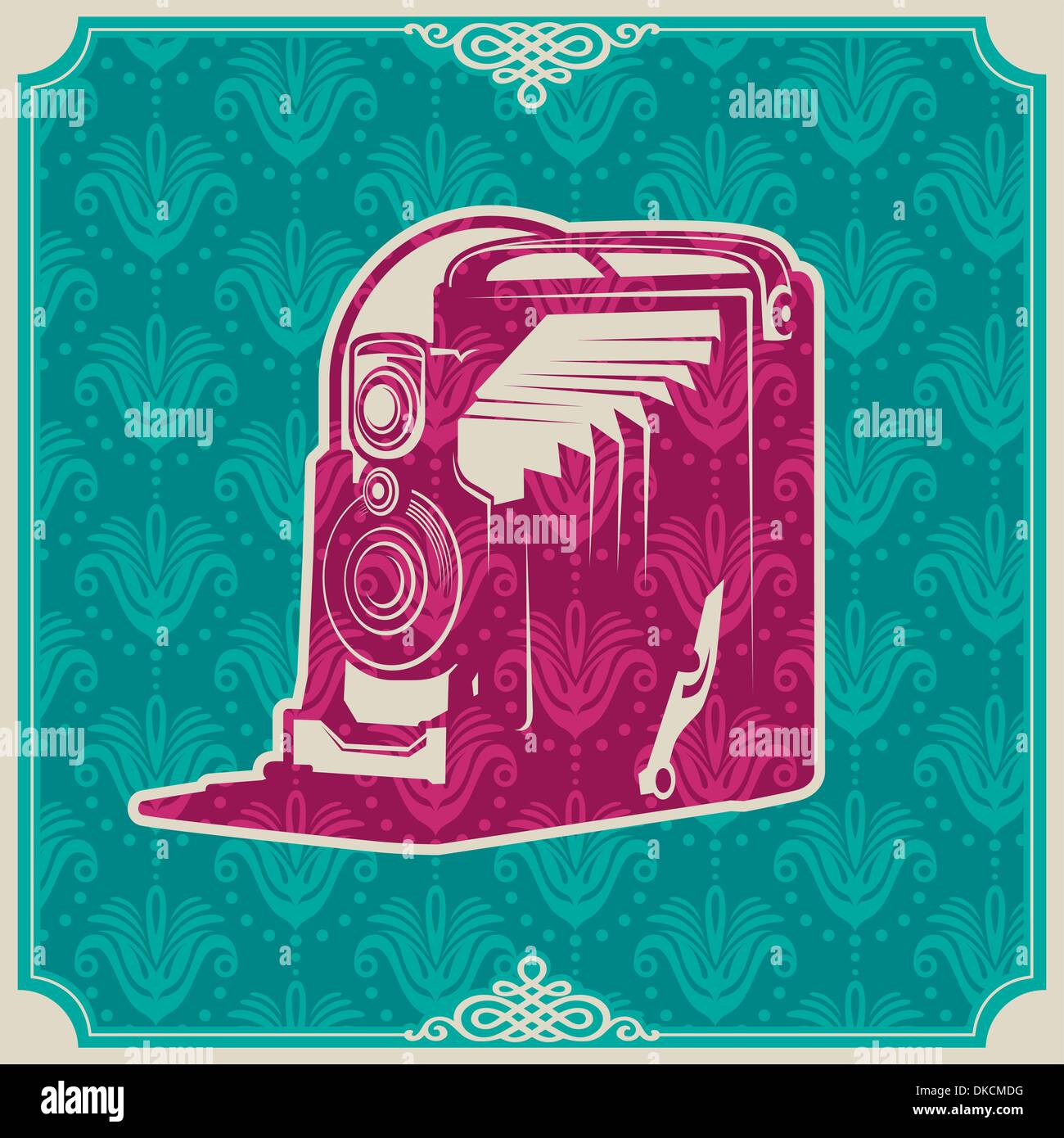 Vintage background with old camera Stock Vector