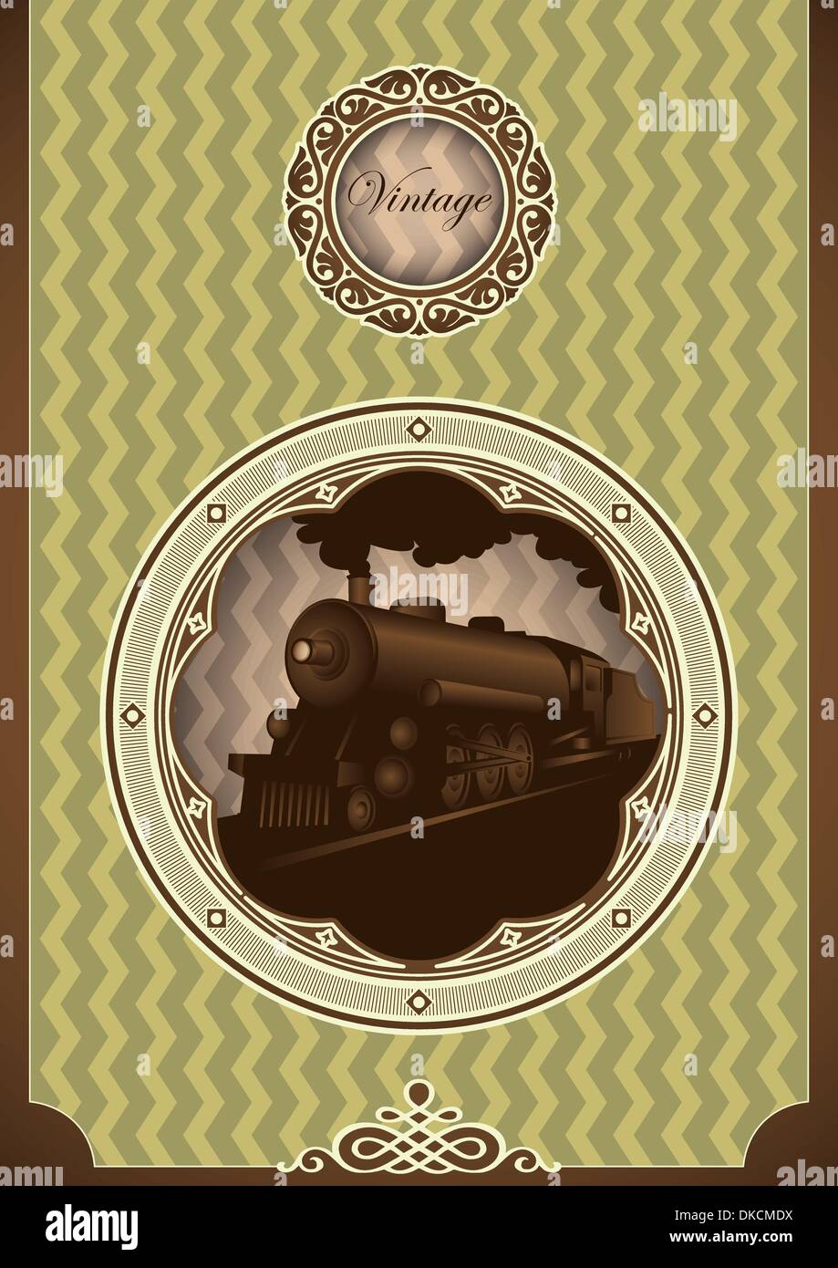 Vintage poster with locomotive Stock Vector
