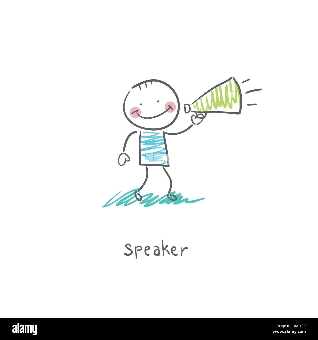 The man with the loudspeaker. Illustration. Stock Vector