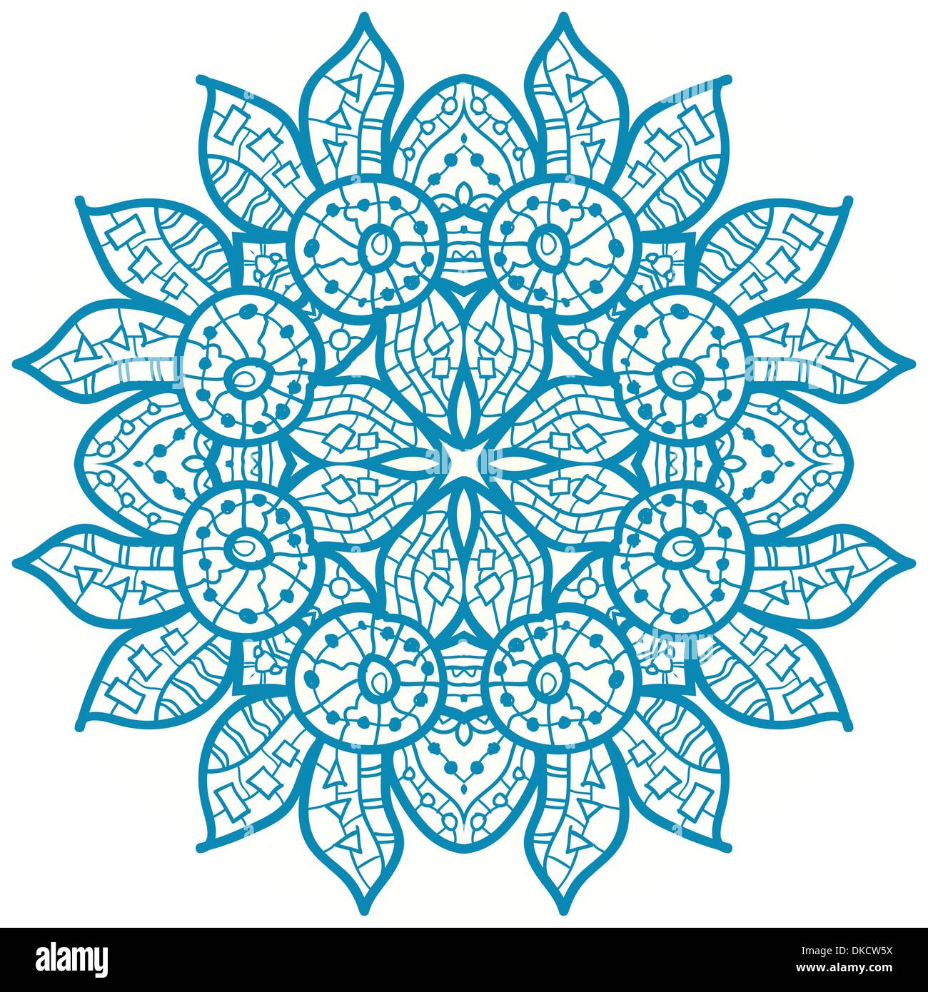 Oriental Blue mandala motif  round lase pattern on the 