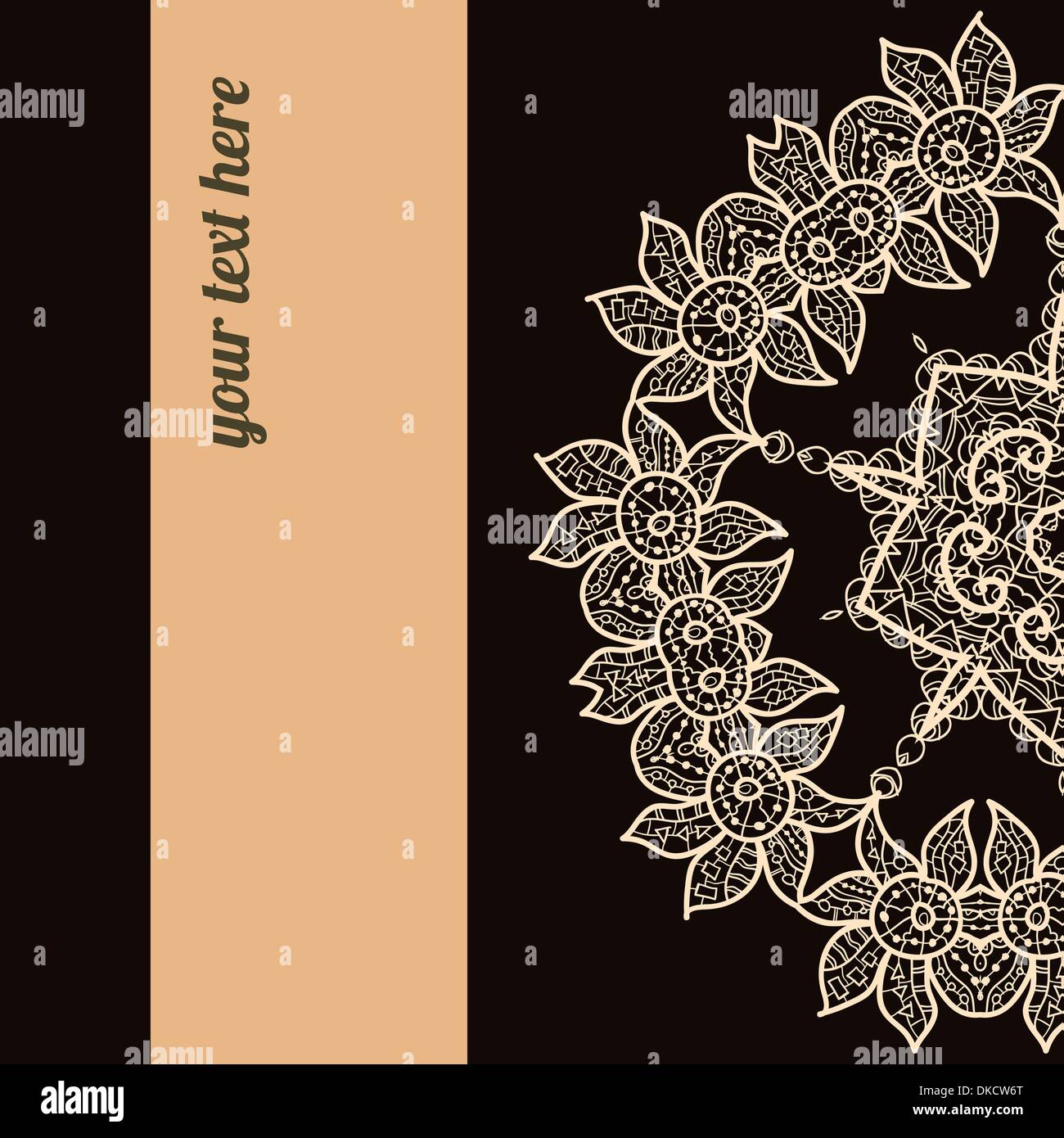 Black Brown Vector ornate frame with sample text. Perfect as invitation or announcement. All pieces are separate. Easy to change Stock Vector