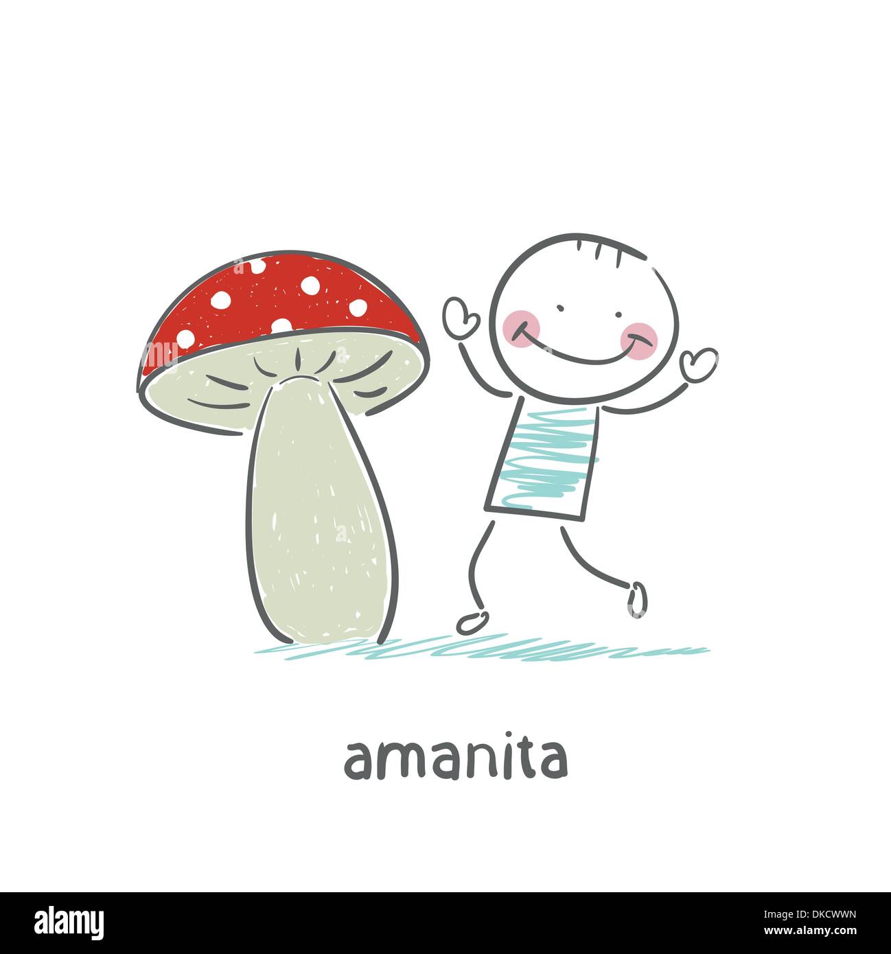 Amanita and man Stock Vector