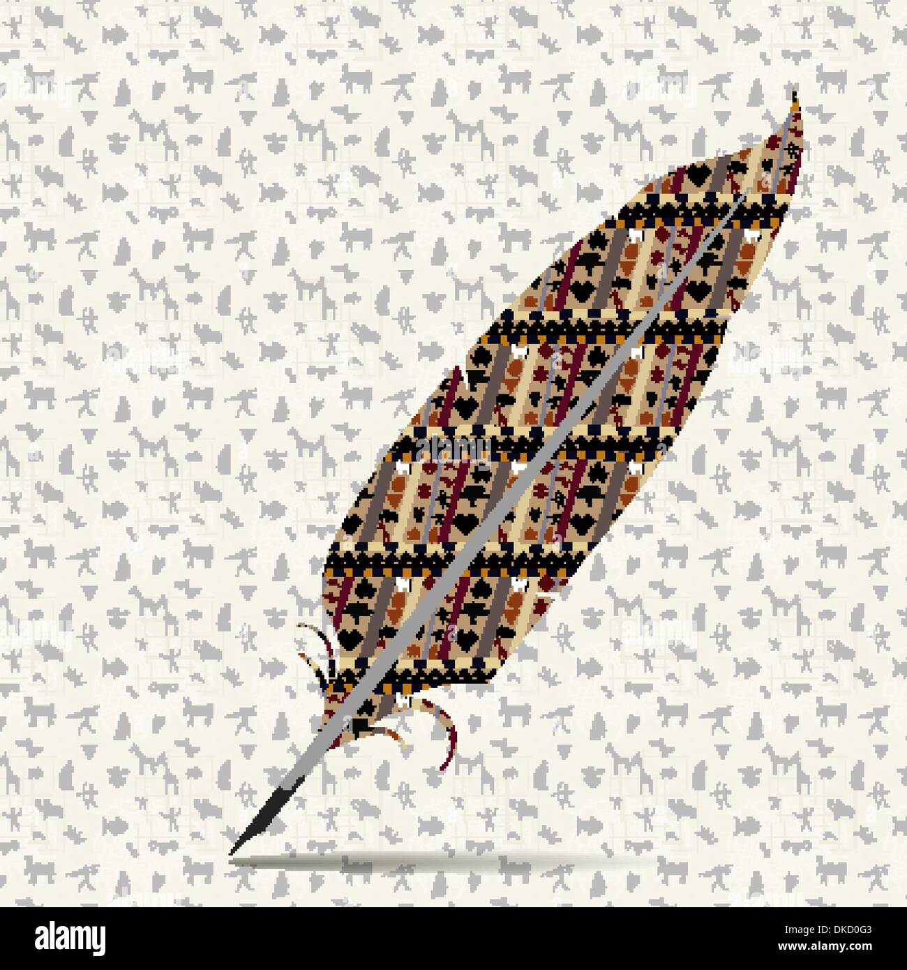 Abstract image of a quill pen with seamless textures Stock Vector Image ...