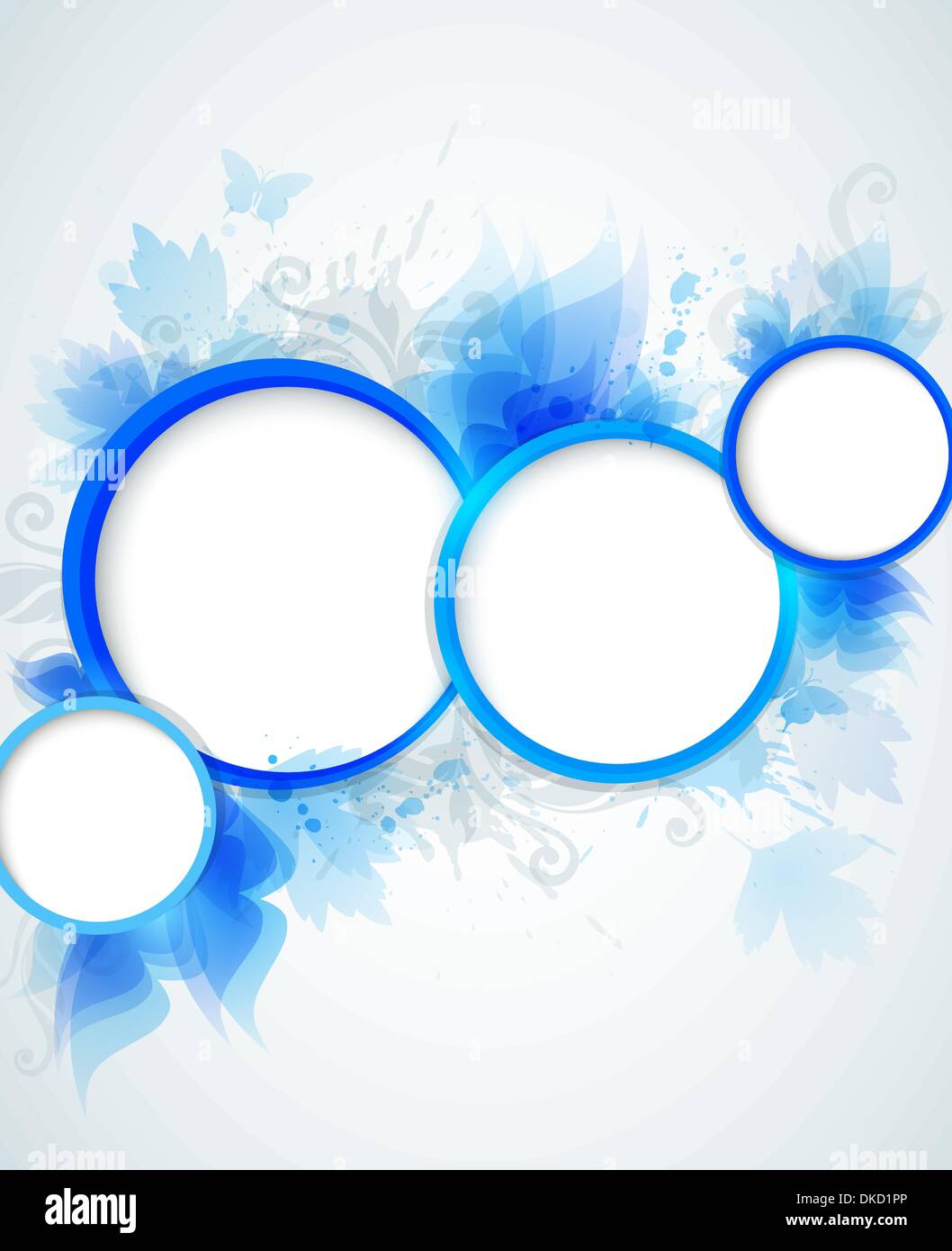 Vector blue abstract background with circles and leaves Stock Vector ...