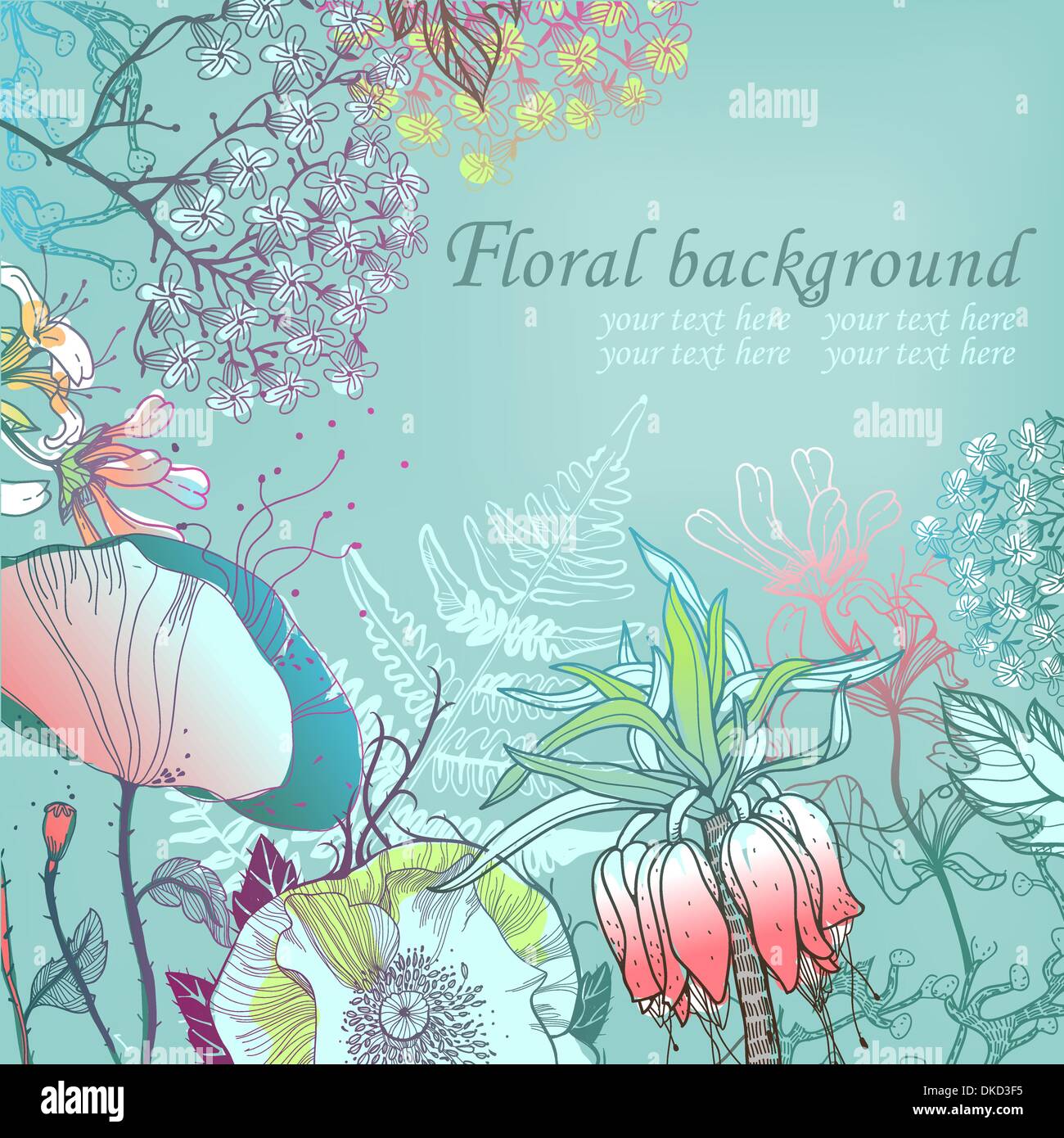 vector floral background with summer flowers Stock Vector Image & Art ...