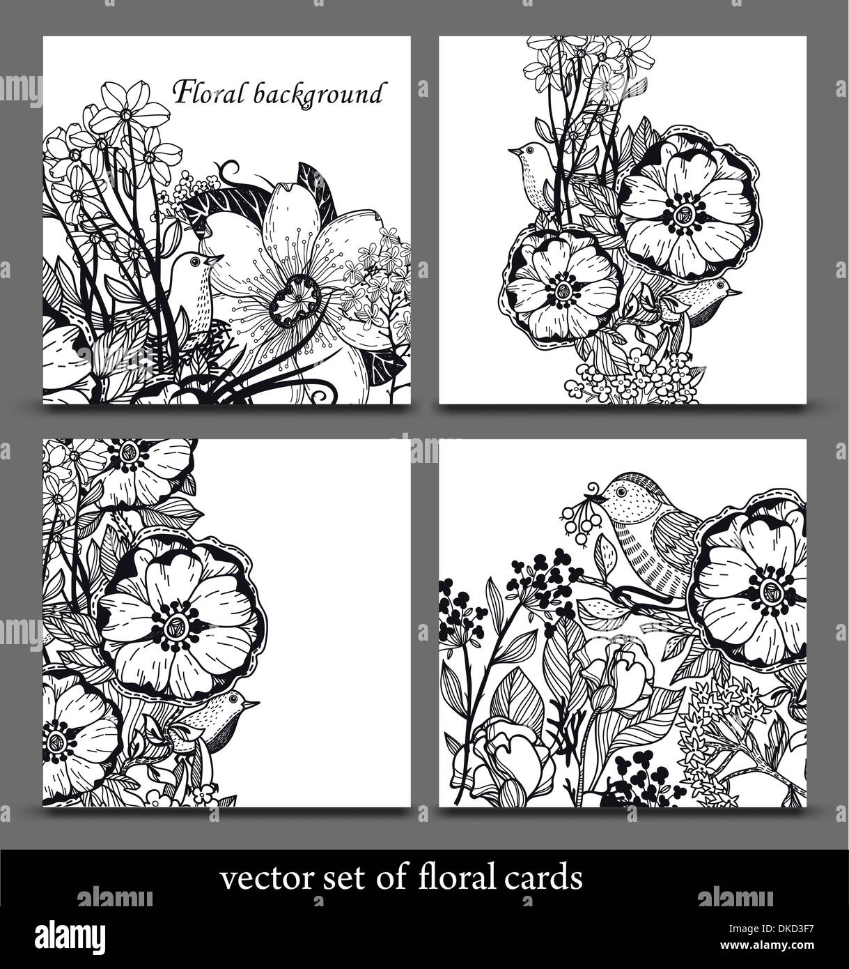 vector set of hand drawn floral cards Stock Vector Image & Art - Alamy