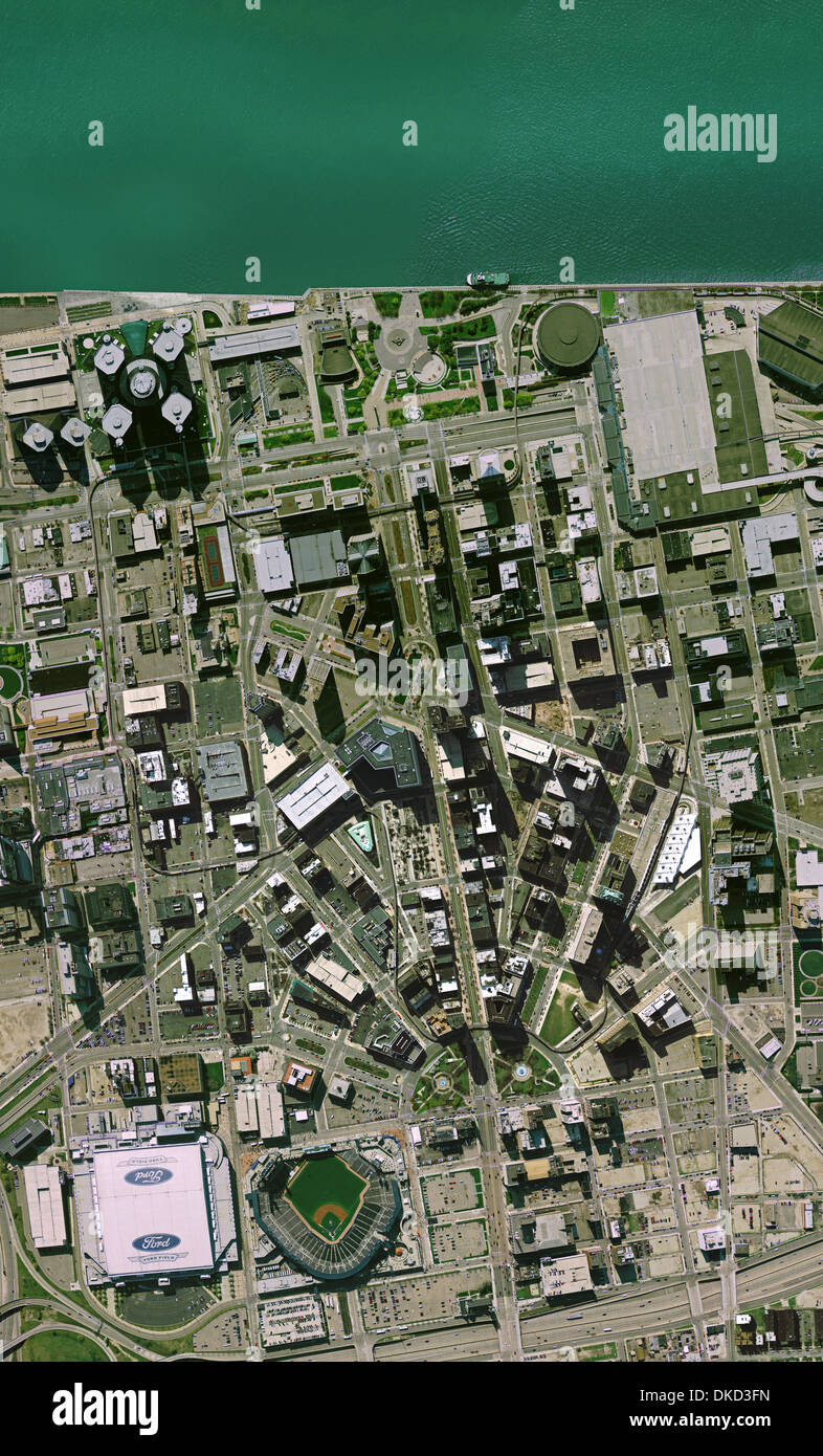aerial photo map of Detroit, Michigan Stock Photo