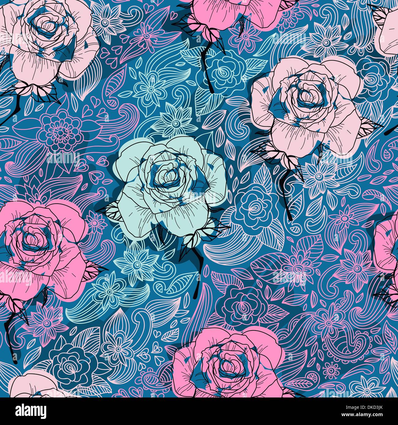 vector floral seamless pattern with blooming roses Stock Vector Image ...