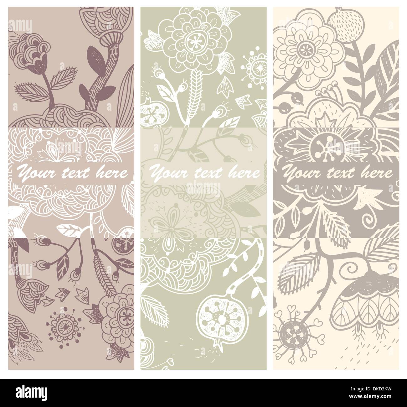 vector set of hand drawn floral cards Stock Vector Image & Art - Alamy