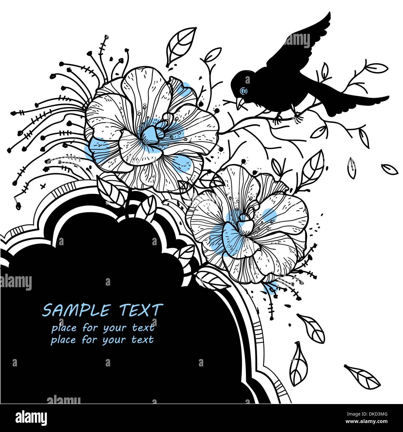 vector floral frame with flowers and birds Stock Vector Image & Art - Alamy