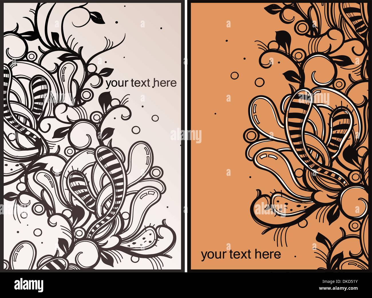 vector set of hand drawn floral cards Stock Vector Image & Art - Alamy