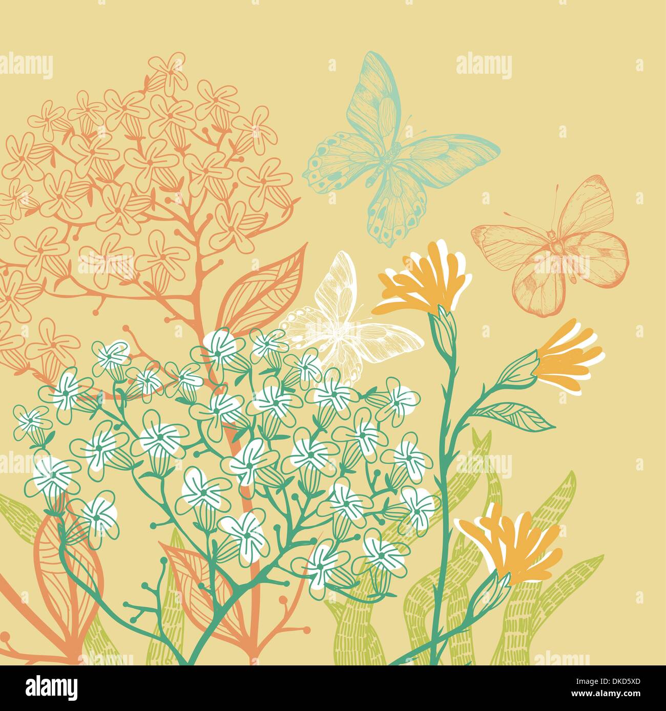vector illustration of summer flowers and plants Stock Vector Image ...