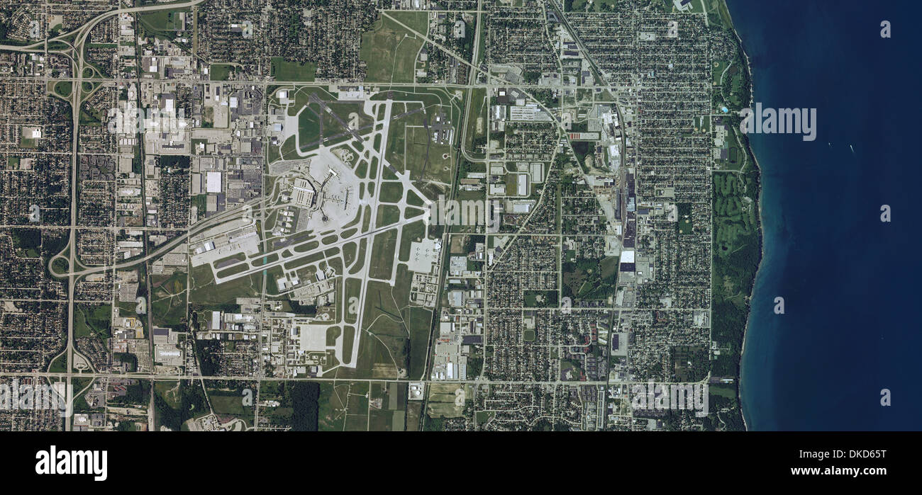 aerial photo map of General Mitchell International Airport, Milwaukee, Wisconsin Stock Photo