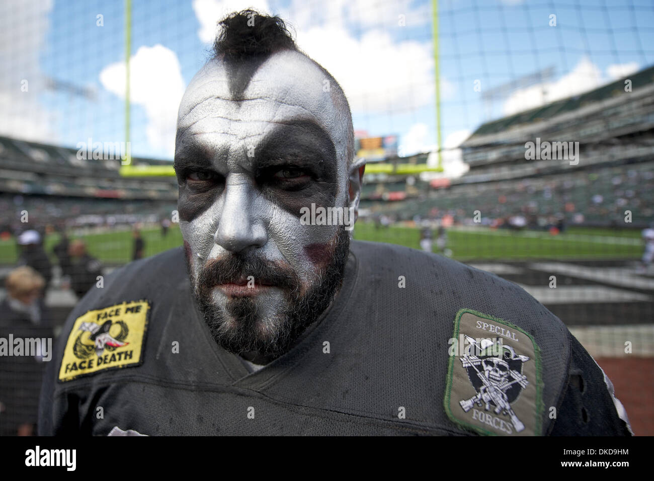 Nov. 6, 2011 - Oakland, California, U.S - Raiders fanatics before the NFL  game between the Denver Broncos and the Oakland Raiders at O.co Coliseum in  Oakland, CA. The Broncos pulled away