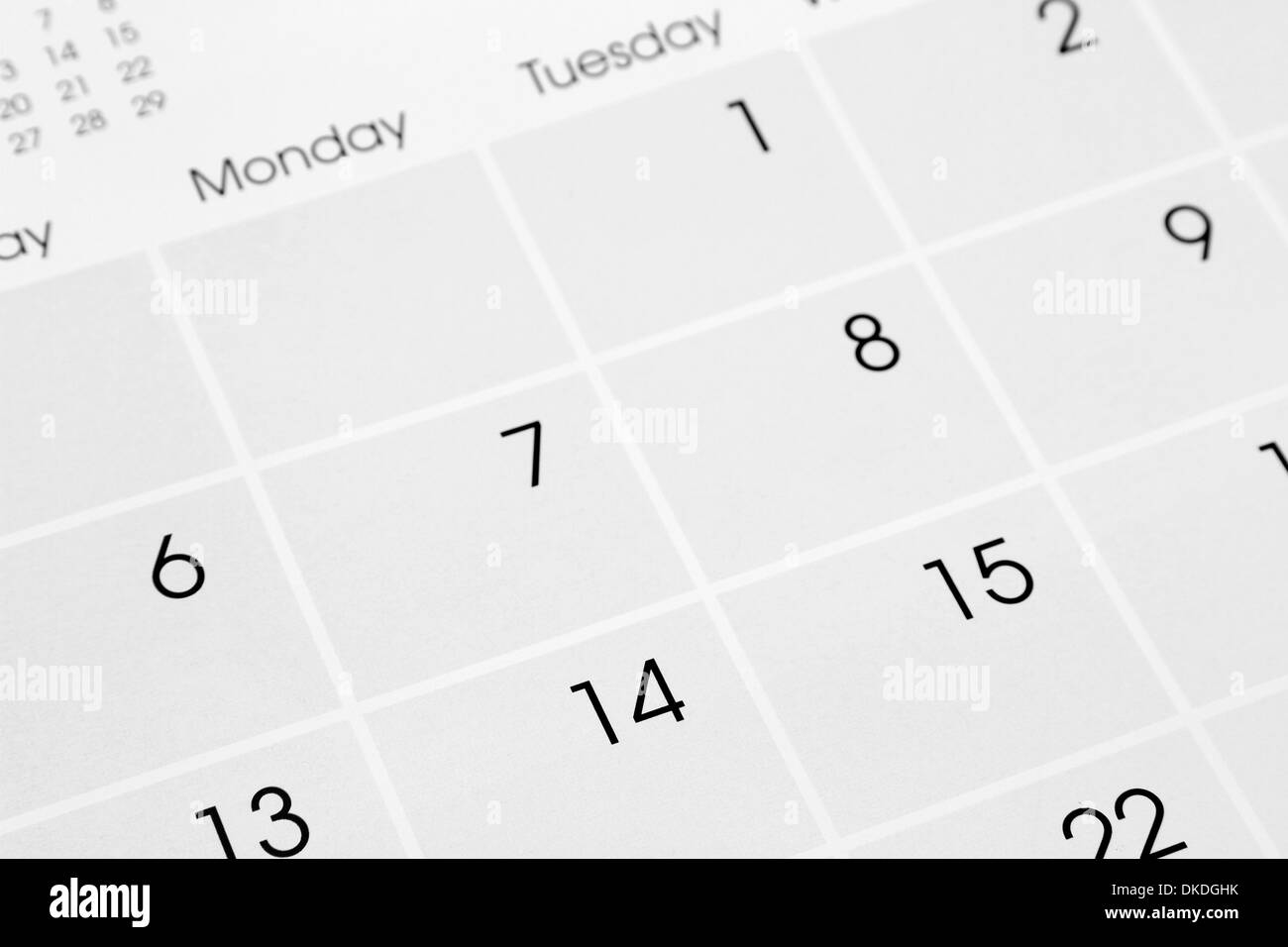 Closeup of numbers on calendar page Stock Photo Alamy