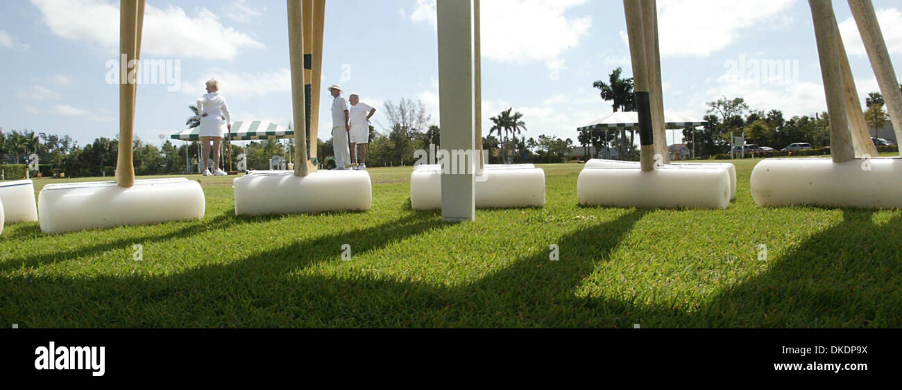 Mar 26, 2007 Palm Beach, FL, USA Croquet sticks aligned near table