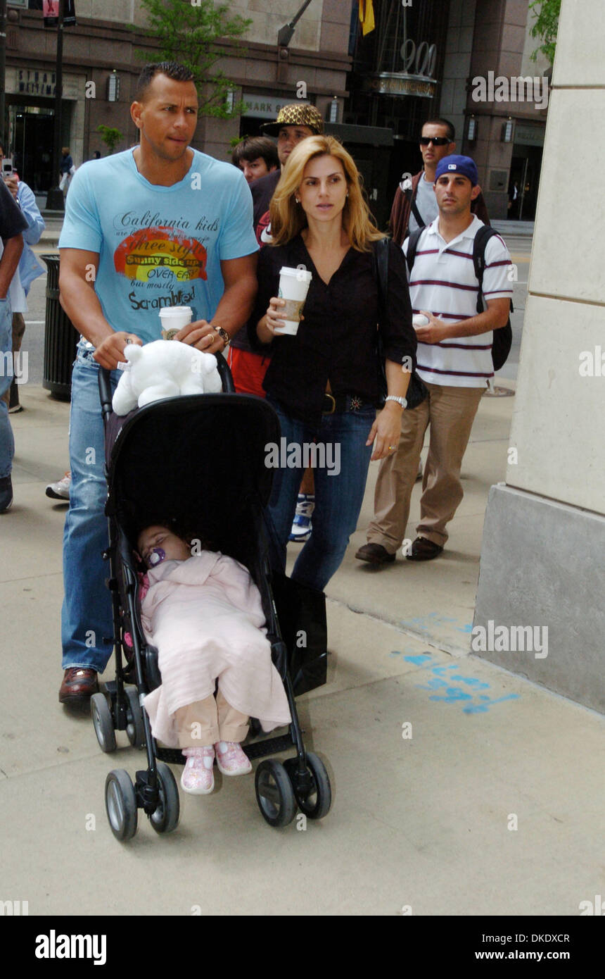 Jun 06, 2007 - Chicago, IL, USA - ALEX RODRIGUEZ pushes his daughter Natasha with his wife CYNTHIA (R)  as they head to the Westin Hotel after grabbing coffee at Starbuck's while out in Chicago. Alex Rodriguez spent the afternoon having lunch and coffee with his family as rumors of an alleged affair with a blond stripper splashed across the headlines last week.  (Credit Image: © Br Stock Photo