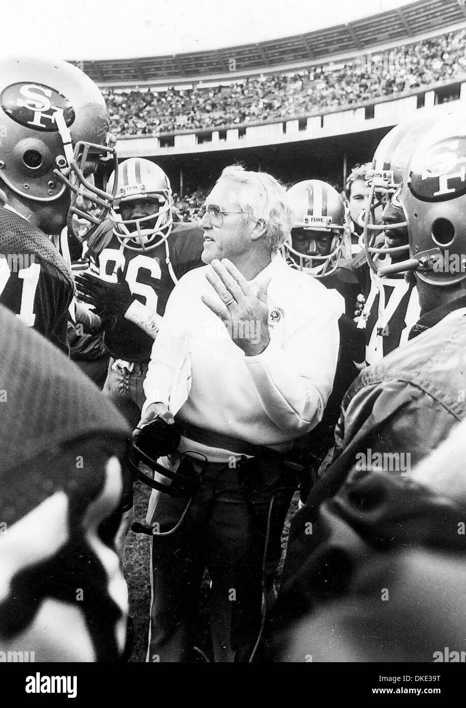 WILLIAM ERNEST WALSH (November 30, 1931 – July 30, 2007), one of the greatest football coaches of all time. Bill Walsh, the inventor of the West Coast Offense, died at the age of 75, following a long battle with leukemia. Walsh, guided the San Francisco 49ers to three Super Bowl championships and six NFC West division titles in his 10 years as head coach. Walsh didn't become an NFL Stock Photo