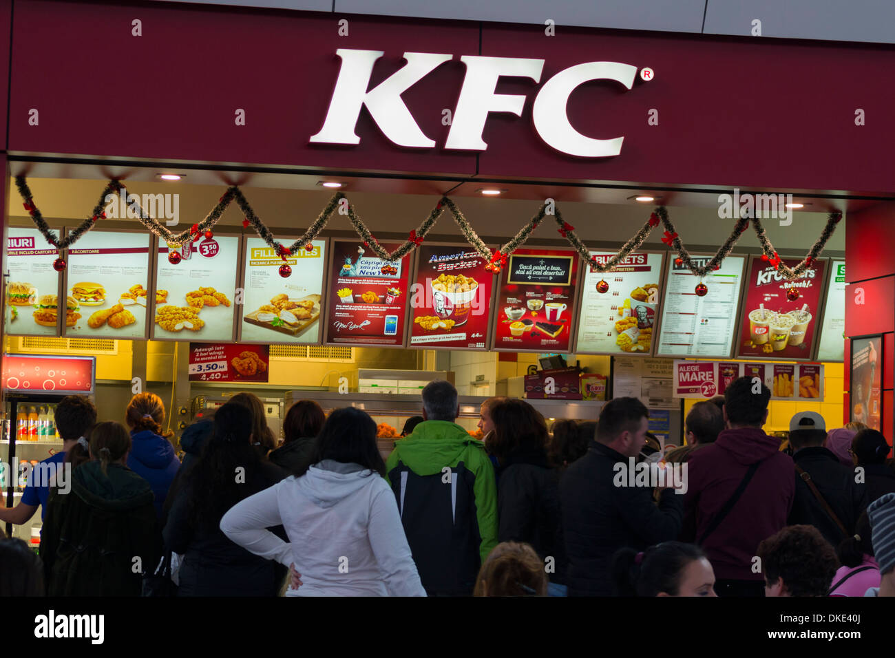 KFC in a mall during a busy day, Bucharest, Romania Stock Photo