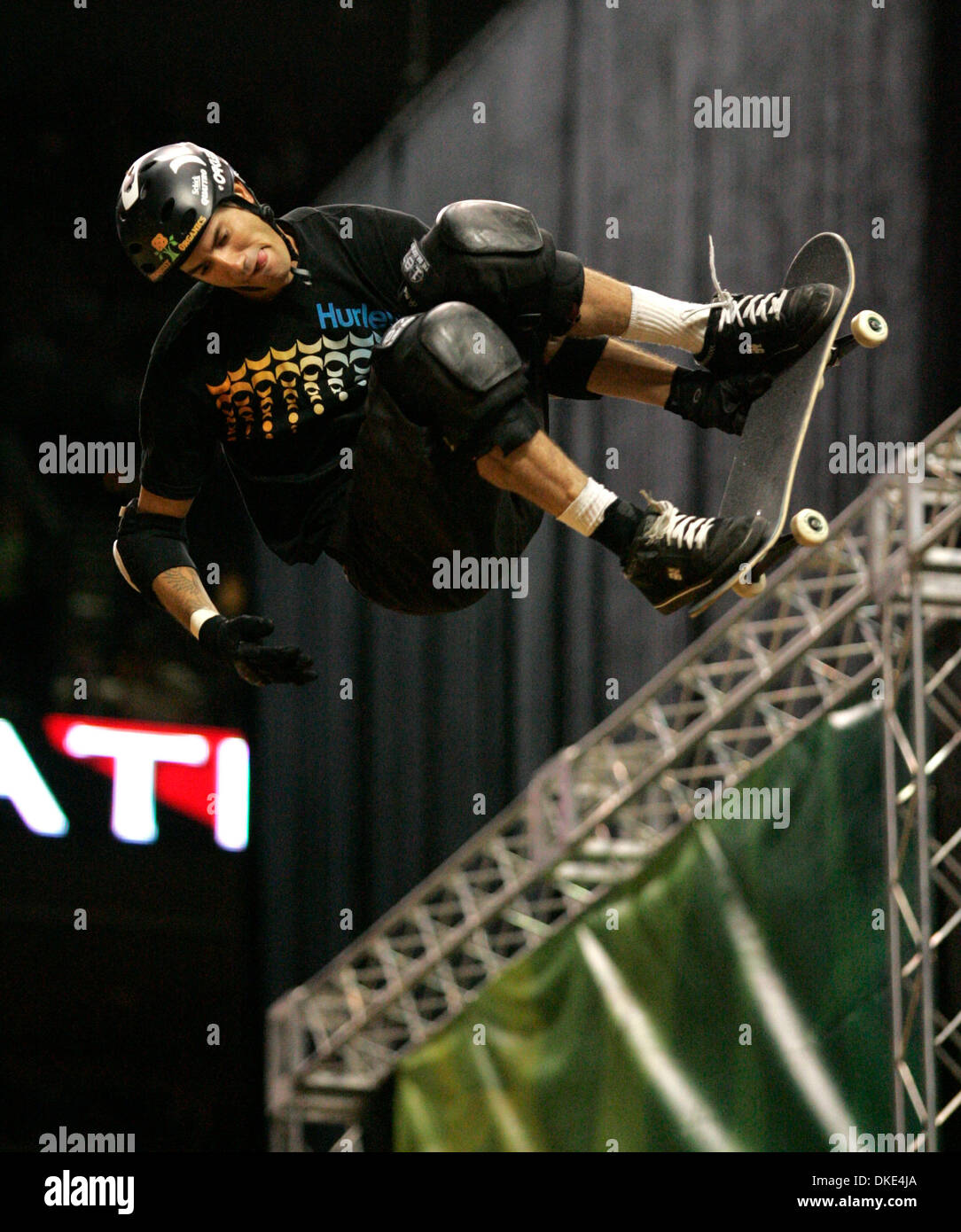 Aug 18, 2007 - Portland, OR, USA - BOB BURNQUIST in action during the AST Dew Tour Skateboard Vert Finals at the Rose Garden. BURNQUIST finished in third. (Credit Image: © Richard Clement/ZUMA Press) Stock Photo