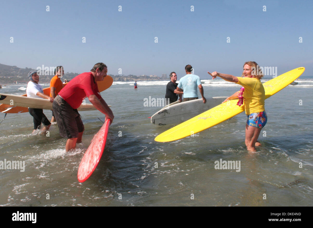 Aug 19, 2007 La Jolla, California, USA JERICHO POPPLER talked with fellow surfing legends at