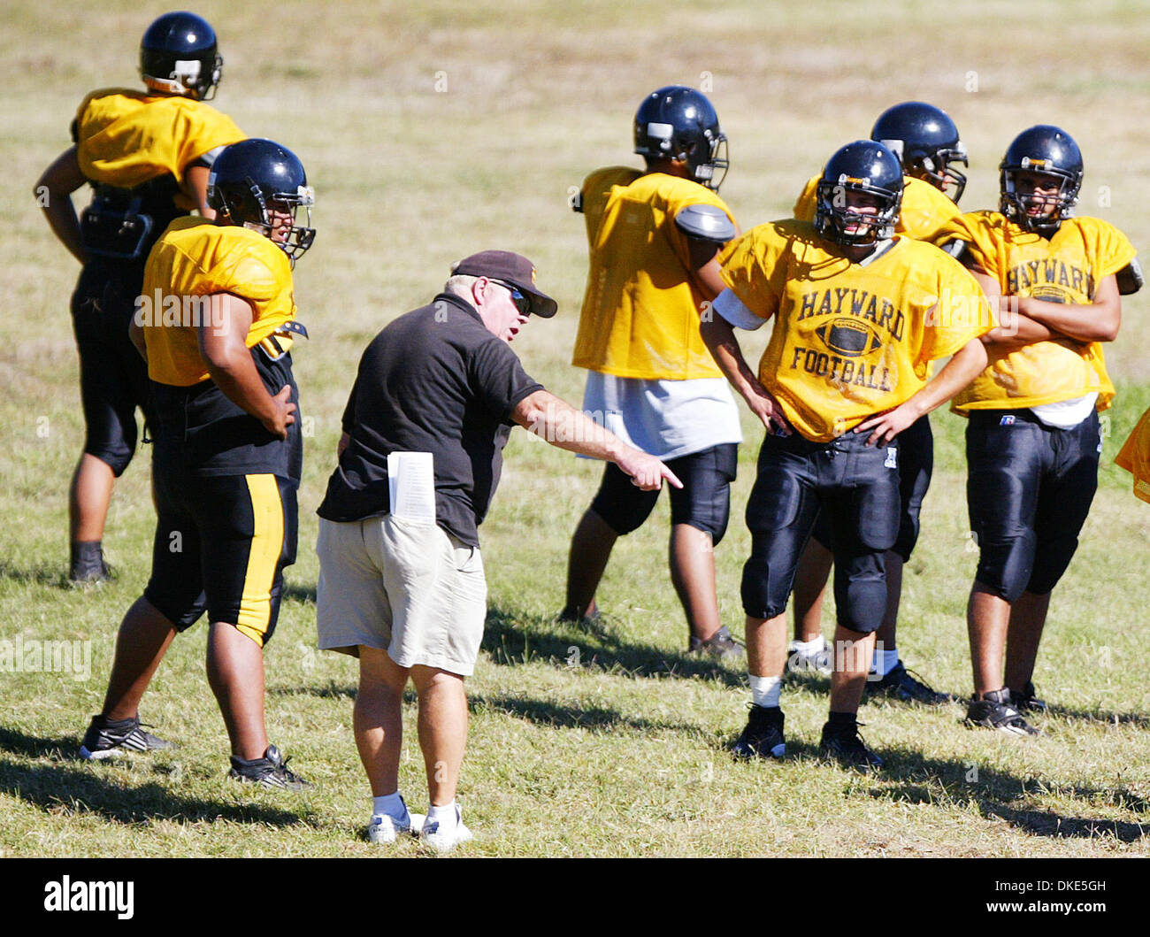 New Hayward High football head coach Bill Davies runs practice on