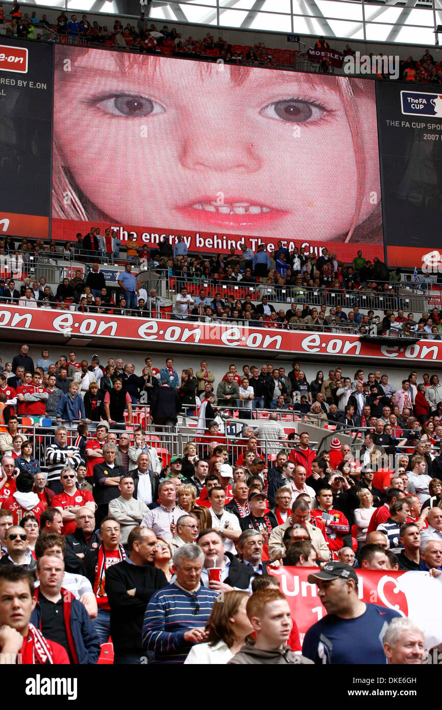 Fans at Wembley watch a video about missing toddler Madeleine McCann before the match (Credit Image: © PHOTOGRAPHER/Cal Sport Media) Stock Photo