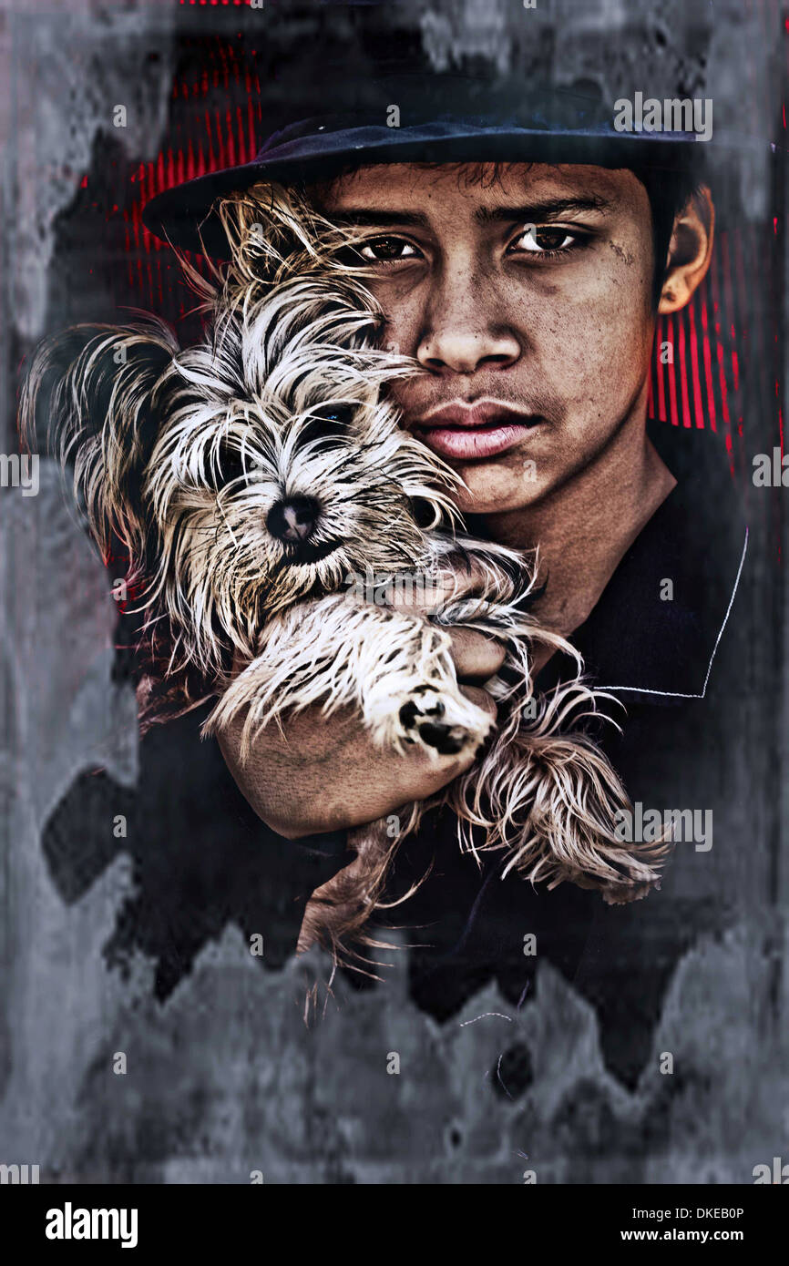 Boy with Dog Stock Photo Alamy
