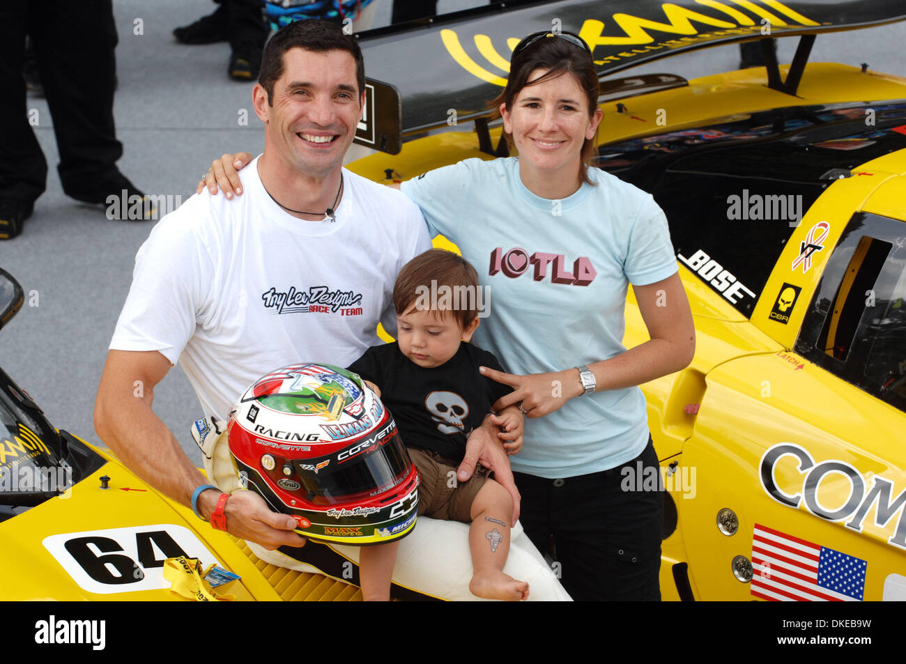 Jun 17, 2007 - Le Mans, France - Corvette driver MAX PAPIS, of Italy, with his wife and son during the 24 Hours of Le Mans scrutineering, 11 June, 2007.  (Credit Image: © Rainier Ehrhardt/ZUMAPRESS.com) Stock Photo