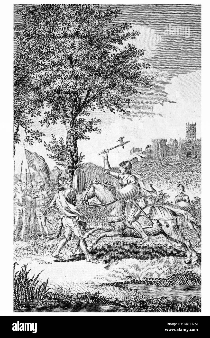 The Duke of Somerset Killing Lord Wenlock at the Battle of Tewkesbury on 4 May 1471 Stock Photo