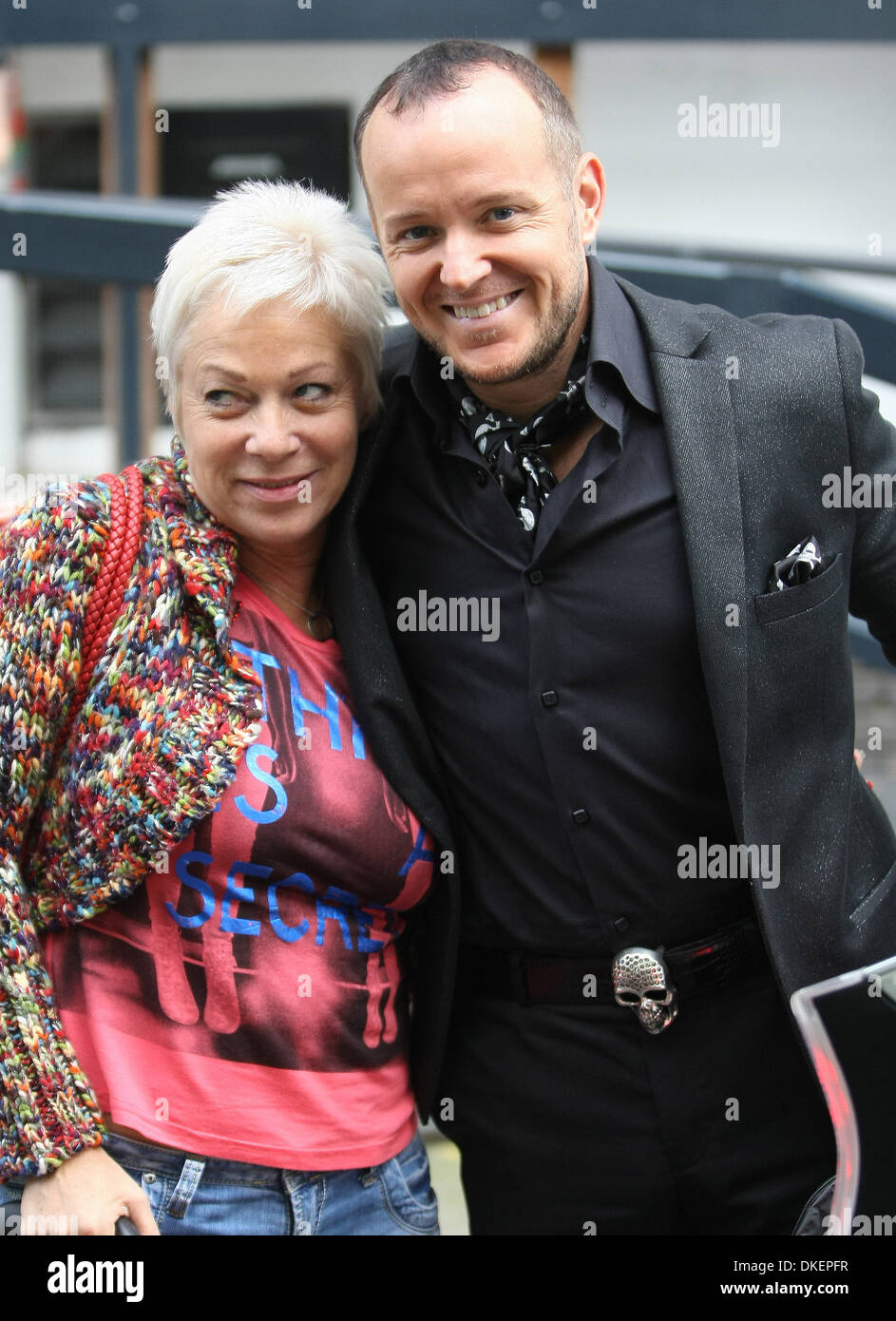 Denise Welch and Lincoln Townley outside the ITV studios London