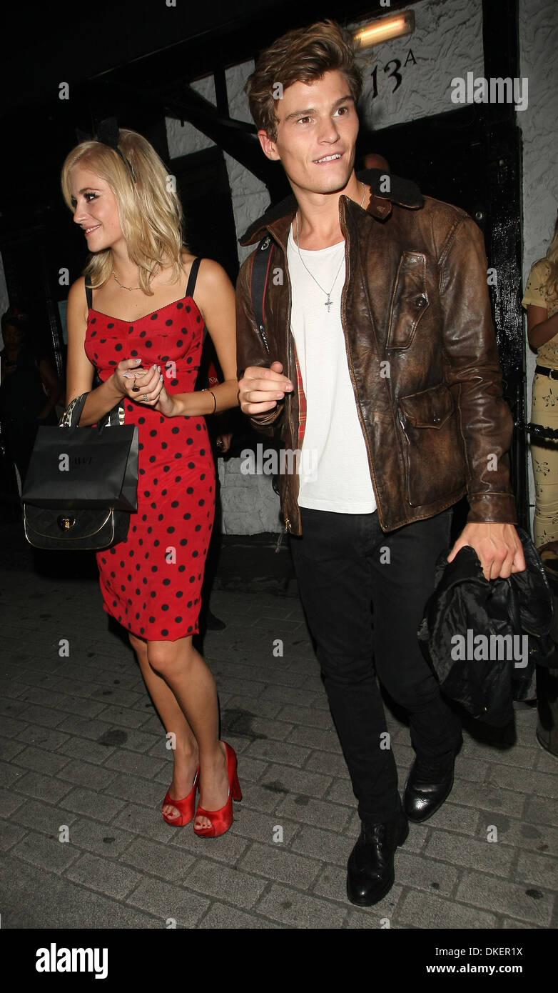 Pixie Lott and boyfriend Oliver Cheshire out in London's Mayfair London