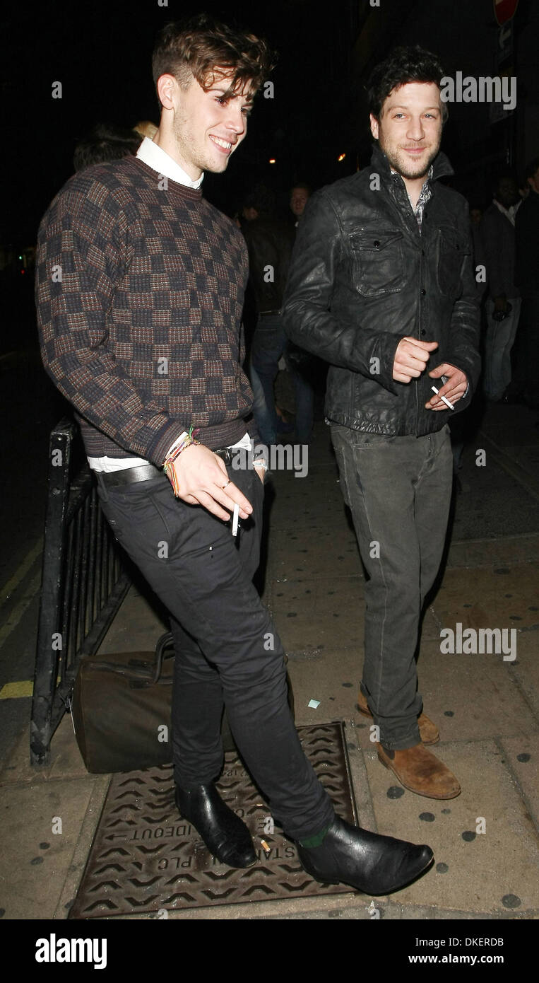 Aiden Grimshaw and Matt Cardle smoke a cigarette outside Rose Club ...
