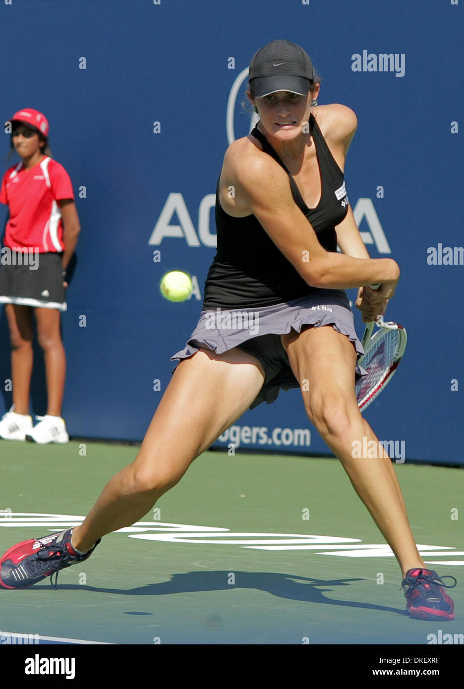 15 August 2009 Canadian Rebecca Marino In Action Against Germany S Kristina Barrois And Lost In 3 Sets 1 6 7 5 And 4 6 On Opening Day Qualifying At The Women S Rogers Cup Tennis Played