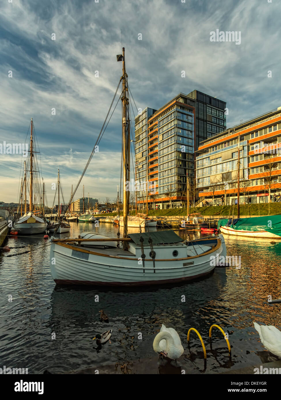 The harbor in Kiel, Ernst Busch platz, Germany Stock Photo