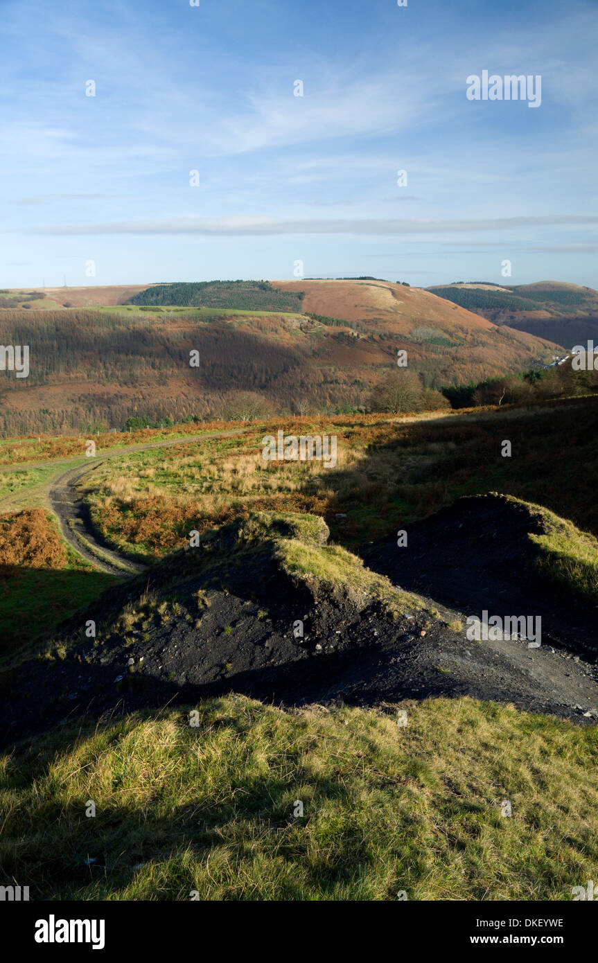 Rhymney Valley Ridgway Footpath and old coal mine workings, above the