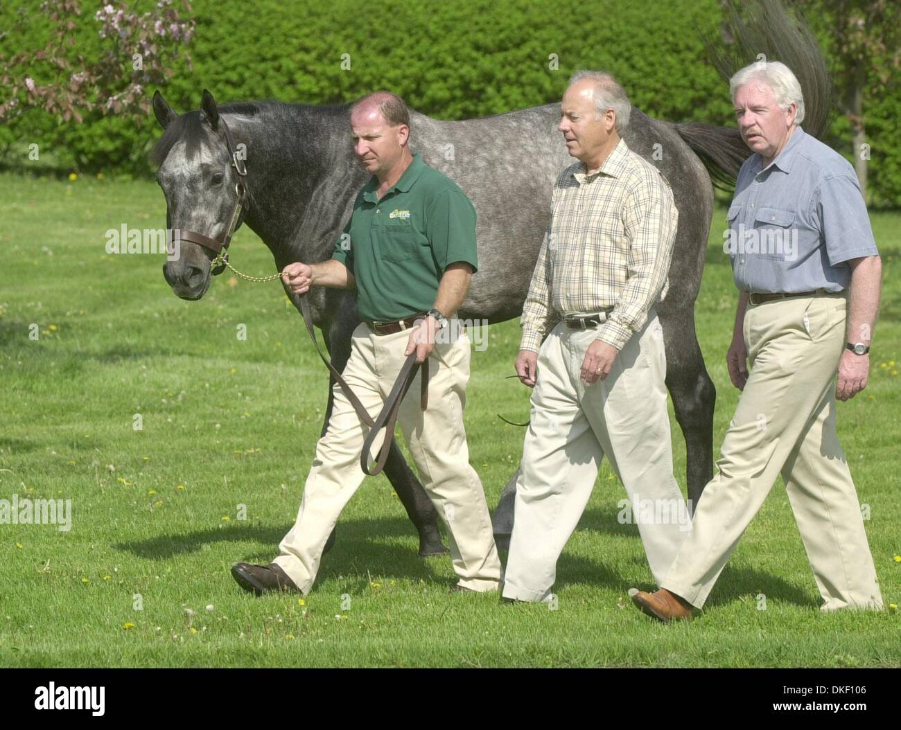 THURSDAY, APRIL 18, 2002. PARIS, KY. Monarchos, his groom Joe Peel