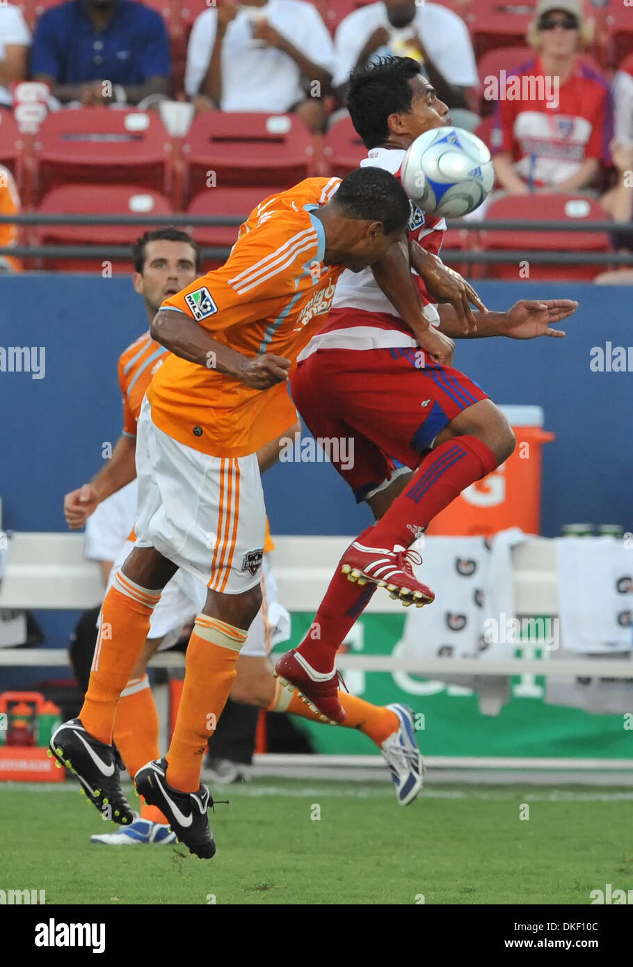 06 AUG 2009: FC Dallas Midfielder David Ferreira goes up for a header against Houston Dynamo Defender #13 Ricardo Clark as FC Dallas defeats their in state rival 1-0. (Credit Image: © Southcreek Global/ZUMApress.com) Stock Photo