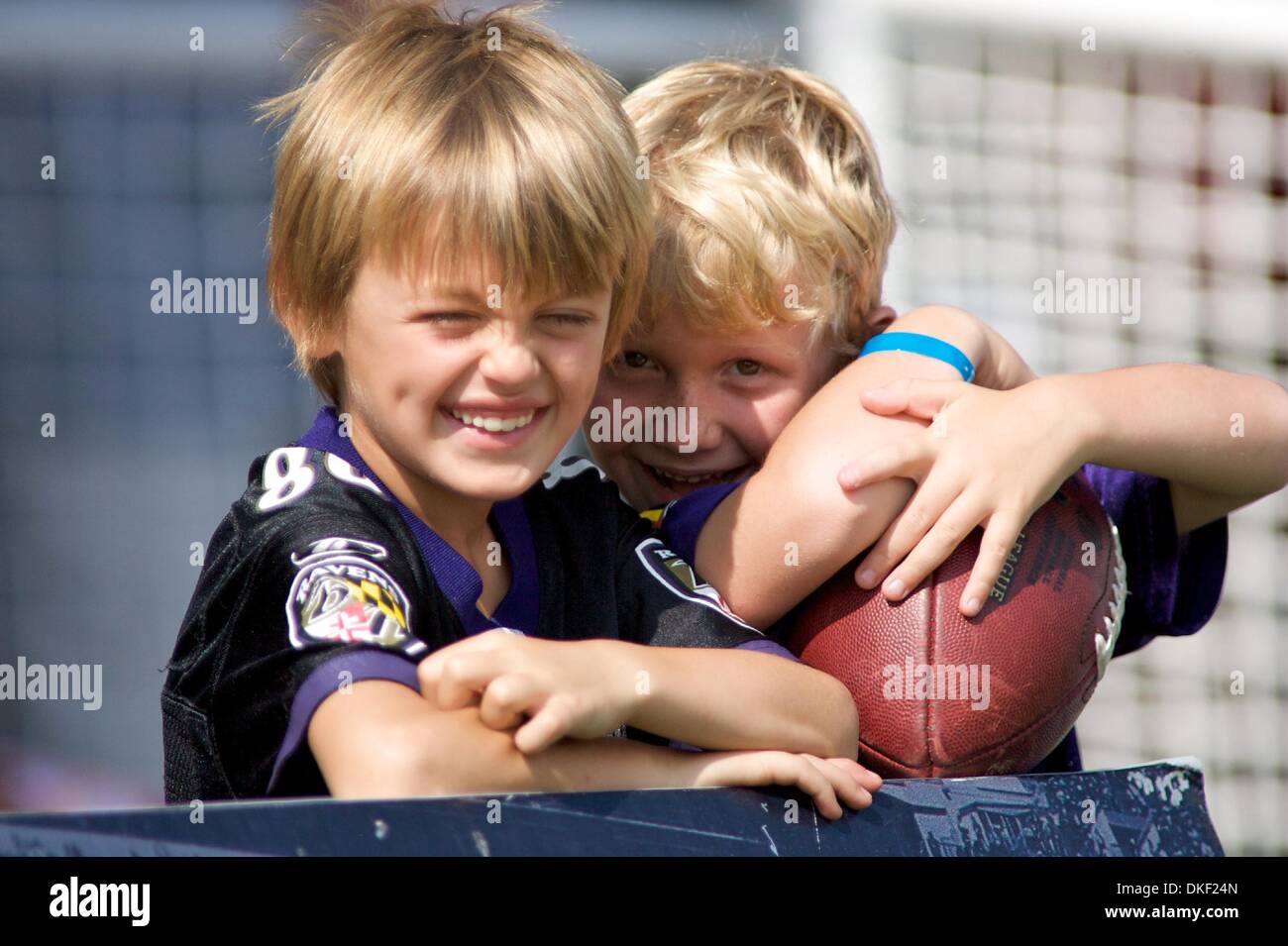11 Aug. 2009:     Young Raven fans during the Baltimore Ravens 2009 training camp at Mc Daniels College in Westminster,Maryland  (Credit Image: © Southcreek Global/ZUMApress.com) Stock Photo
