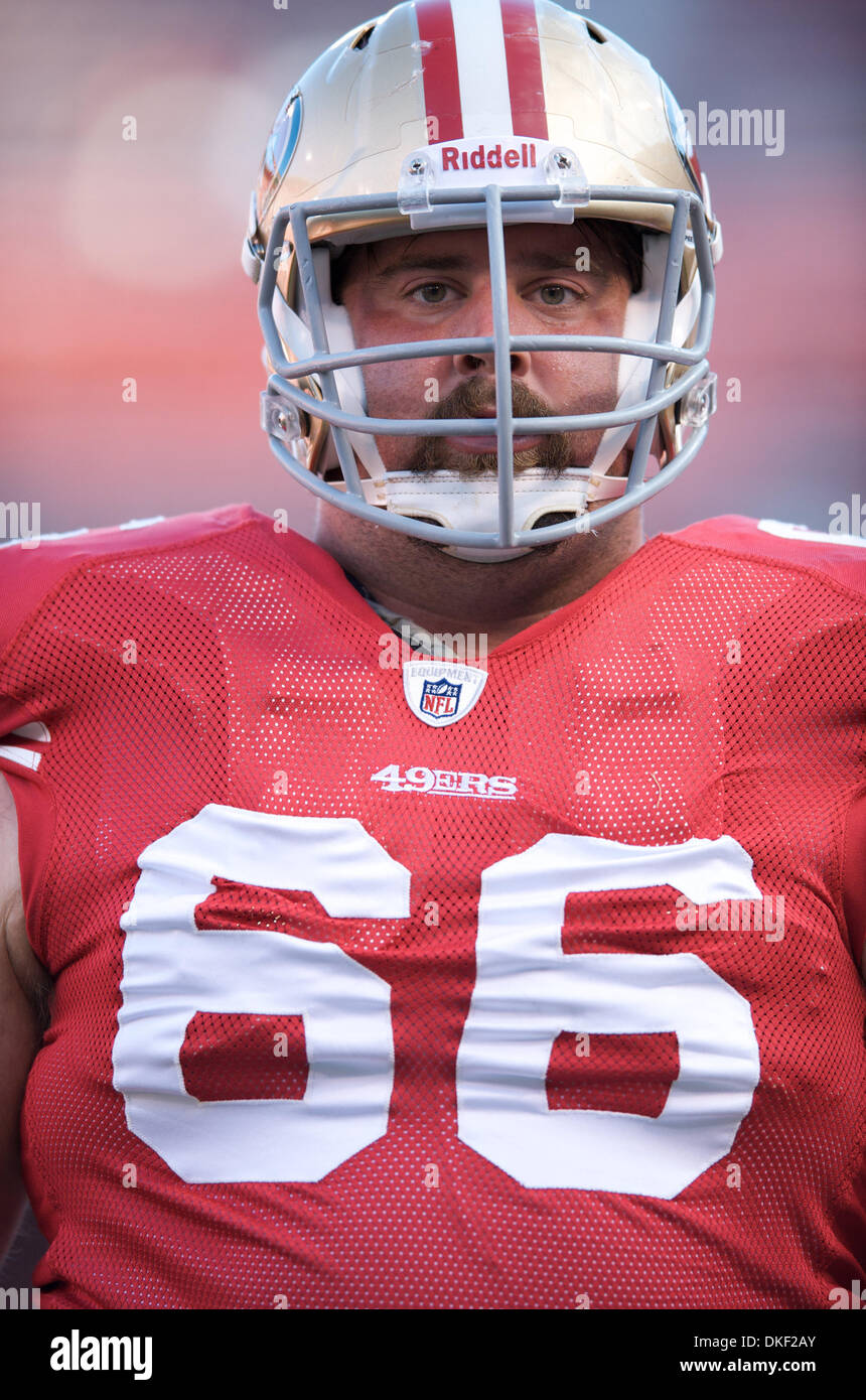 14 August 2009: San Francisco 49ers C Eric Heitmann (66) stretches before  the NFL pre-season game between the Denver Broncos and the San Francisco  49ers at Candlestick Park in San Francisco, CA