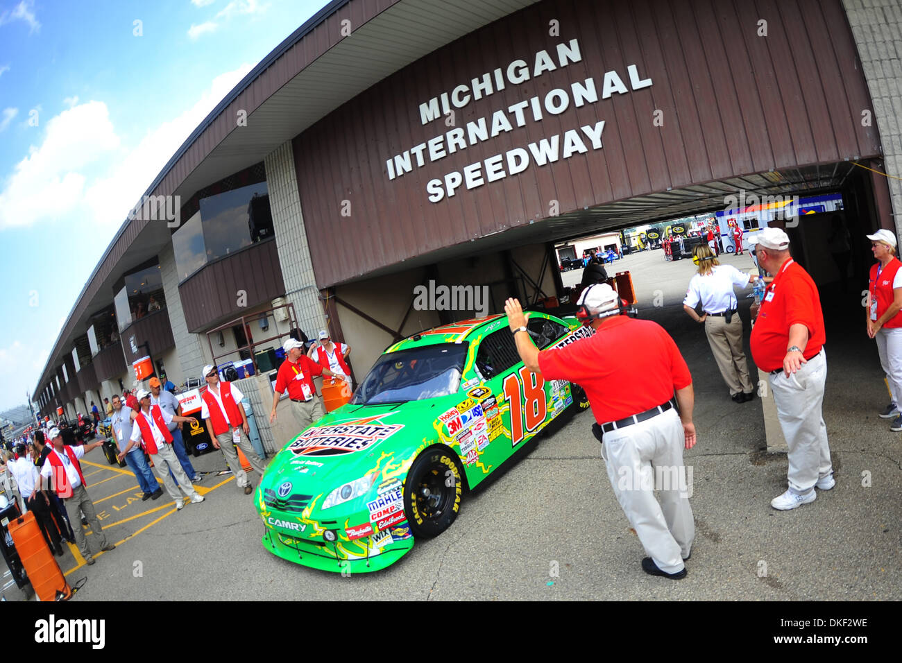 15 August 2009 Kyle Busch pulls out of the Sprint Cup garage during