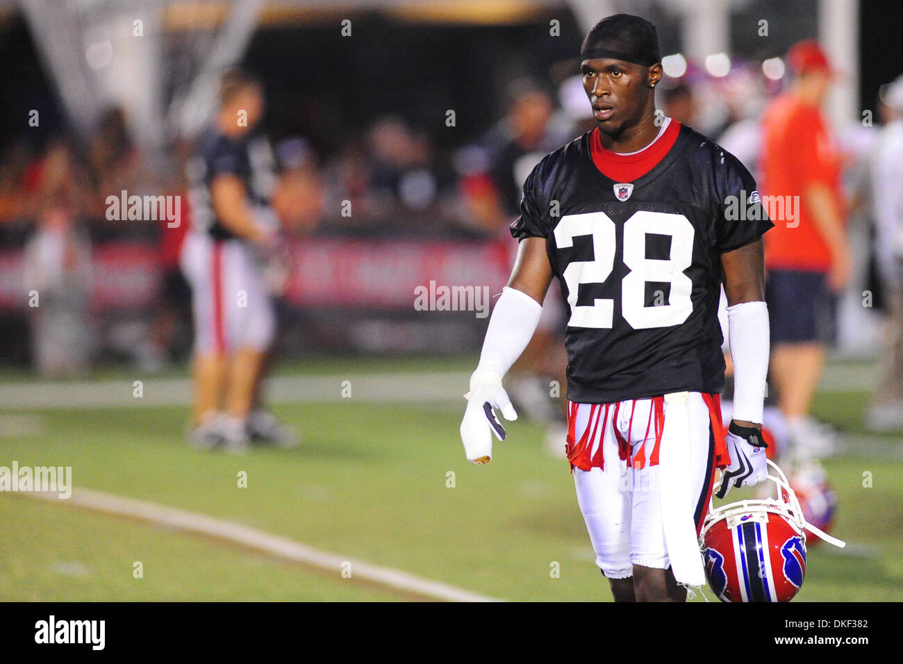 17 August 2009:  Buffalo Bills cornerback Leodis McKelvin walks off the field following Monday night's practice at St. John Fisher College in Rochester, NY. (Credit Image: © Southcreek Global/ZUMApress.com) Stock Photo