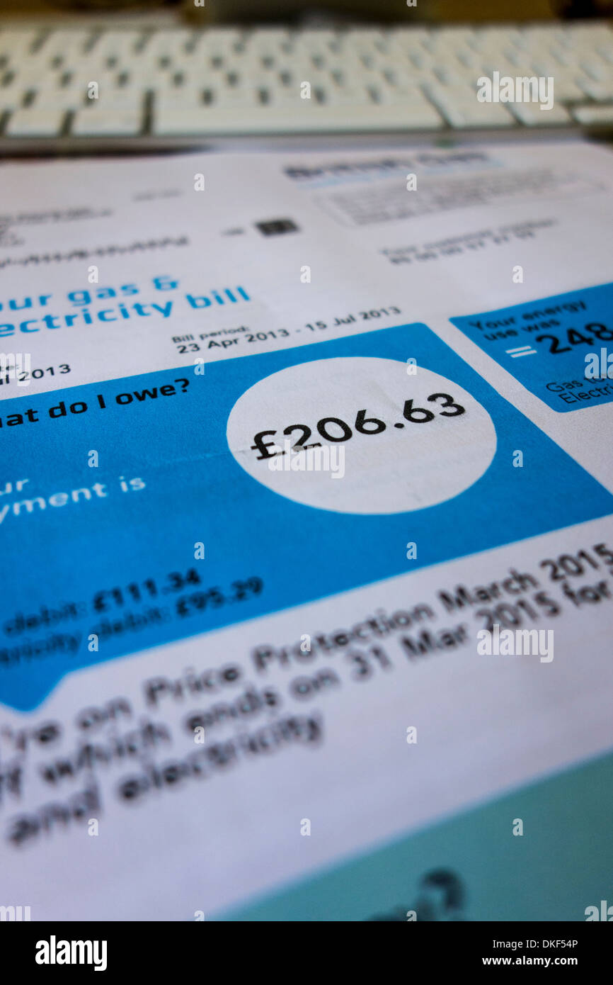 Gas & Electricity bill, UK Stock Photo Alamy