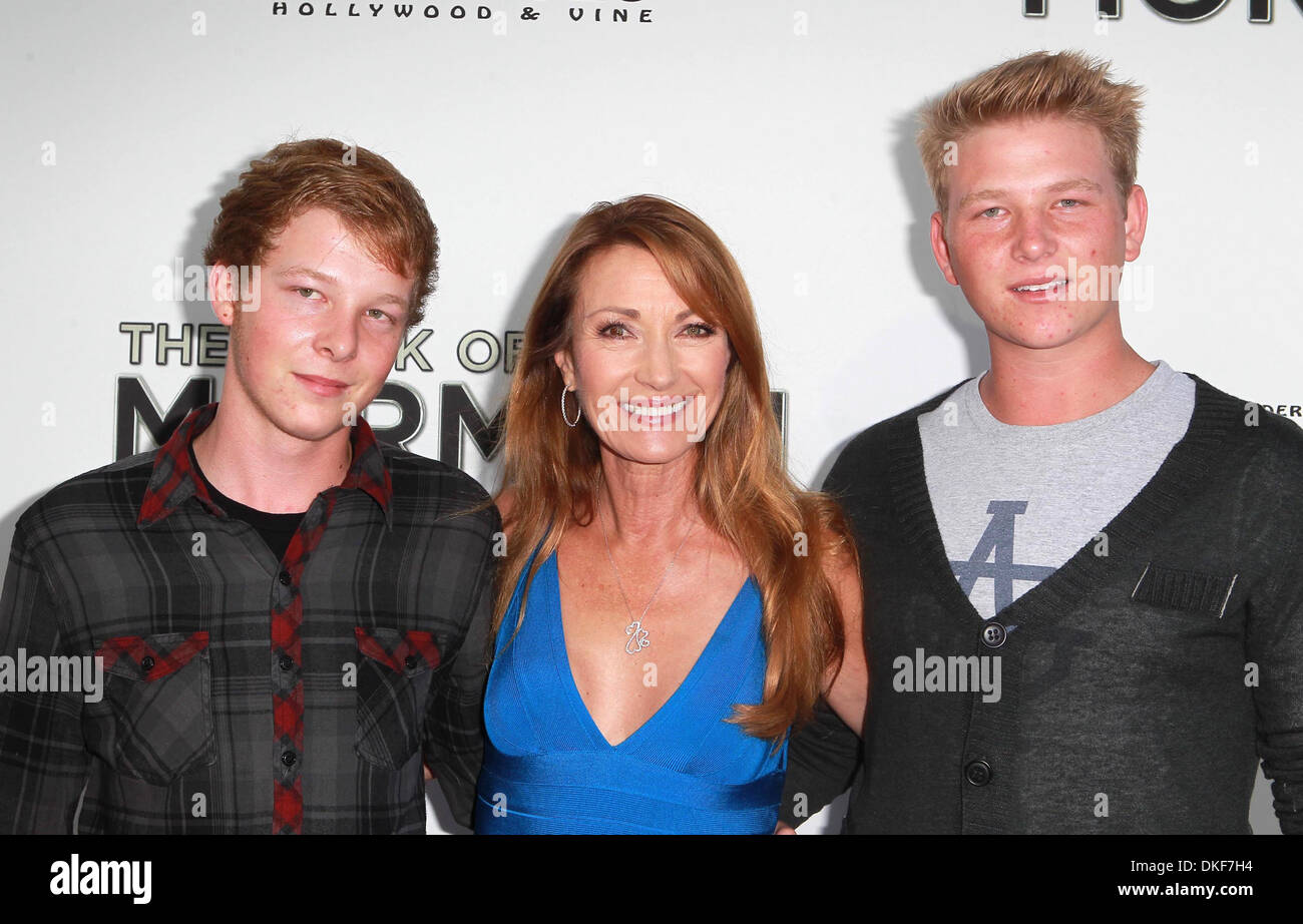 Jane Seymour with sons Kristopher Steven Keach John Stacy Keach 'The Book of Mormon' Opening night held at Pantages Theatre - Stock Photo