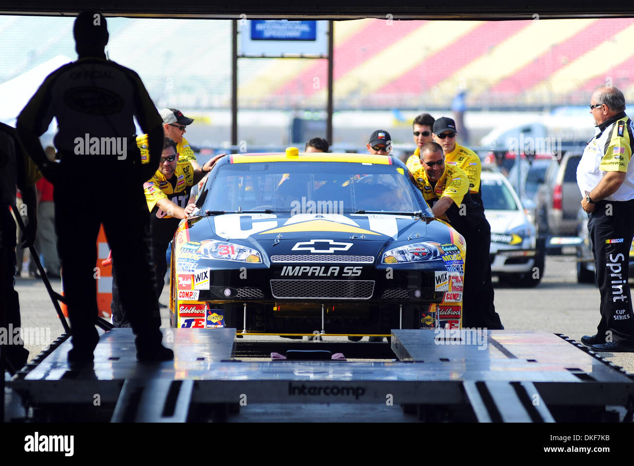 16 August 2009: The Caterpillar Chevrolet is pushed into NASCAR Sprint ...