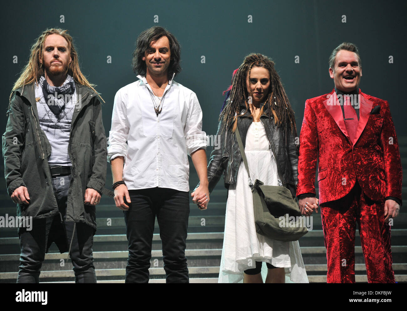 Ben Forster Tim Minchin Chris Moyles Melanie Chisholm aka Mel C Dress rehearsals of Jesus Christ Superstar held at LH2 Studios Stock Photo