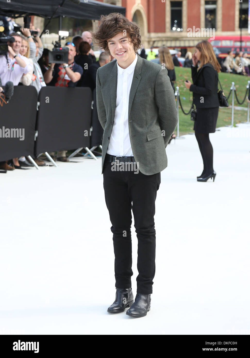 Harry Styles arriving at the Burberry Prorsum S/S 2014 catwalk show, part  of London Fashion Week, Spring Summer 2014, Hyde Park Stock Photo - Alamy