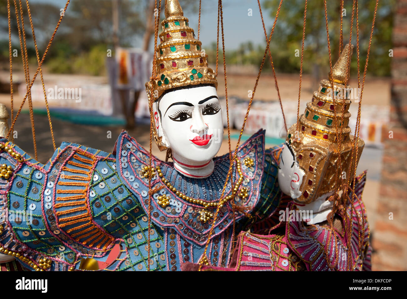 Detail close up of Burmese mythical marionette puppets Bagan Myanmar (Burma) Stock Photo